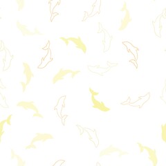 Light Red, Yellow vector seamless backdrop with ocean dolphins. Natural illustration with sea dolphins. Template for natural magazines.