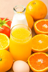 Fresh fruit milk orange juice drink