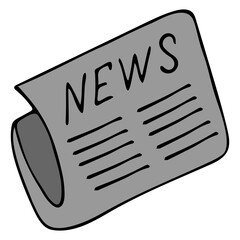 Newspaper with news. World News. Vector illustration. Isolated white background. Cartoon style. Cover of the printed edition. Press for the general reader. Daily publication for public education. 