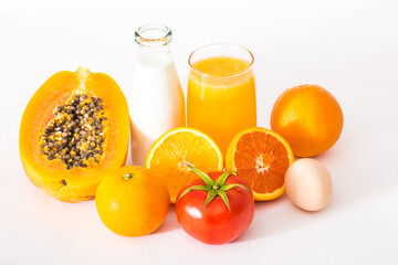 Fototapeta na wymiar Fresh fruit milk orange juice drink