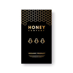 Raster social media story gold gradient honey bees. Design template, background, banner, blank, poster, advertising on white background.