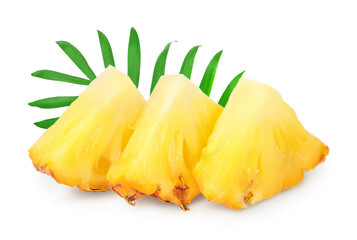 pineapple slice isolated on white background with clipping path and full depth of field