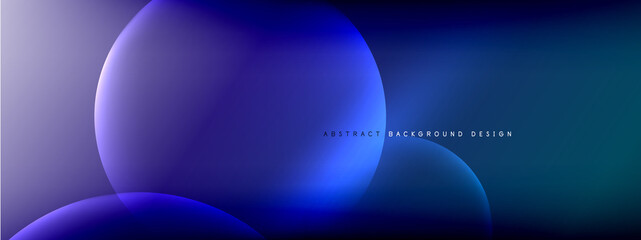 Vector abstract background liquid bubble circles on fluid gradient with shadows and light effects. Shiny design templates for text