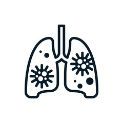 Virus, bacteria of lungs, coronavirus, covid-19 outline icons. Vector illustration. Editable stroke. Isolated icon suitable for web, infographics, interface and apps.