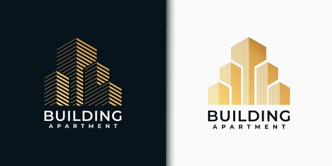 Golden set building logo design inspiration