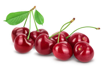 red sweet cherry isolated on white background with clipping path and full depth of field