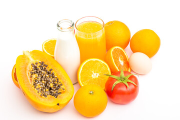 Fresh fruit milk orange juice drink