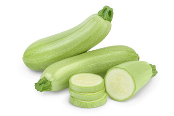 zucchini or marrow isolated on white background with clipping path and full depth of field