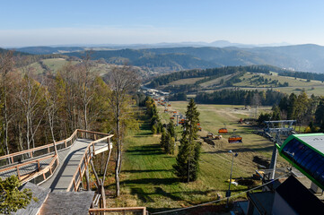 wooden observation tower in the mountain