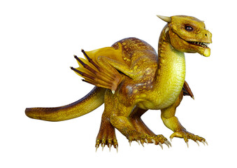 3D Rendering Fairy Tale Dragon on White