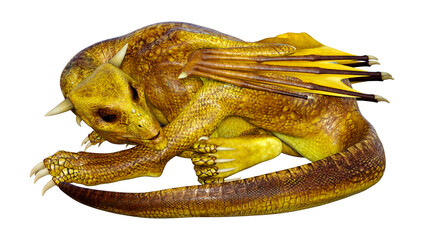 3D Rendering Fairy Tale Dragon on White