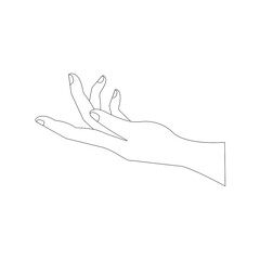 Hand brush with fingers and nails isolated on white background. Vector outline, eps 10.