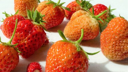 unripe strawberry berry on a white background