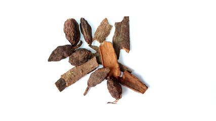 Black Cardamom And Cinnamon Mixed Spice Isolated on White Background