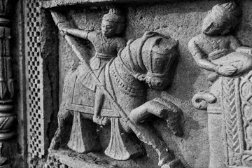 A war scene in a battle ground, Ancient Indian sculptures