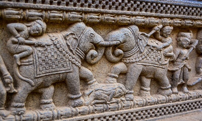 A war scene in a battle ground, Ancient Indian sculptures