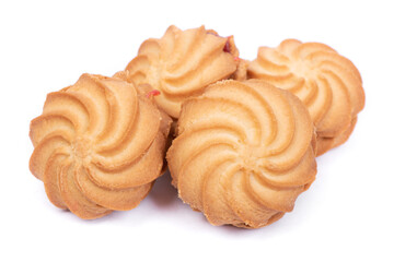 Group of spiral biscuit cookies with jam filling