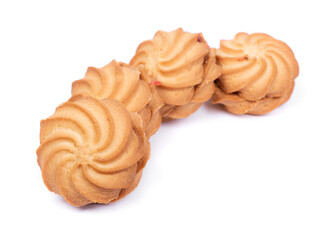 Group of spiral biscuit cookies with jam filling