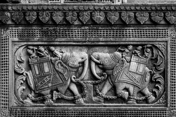 A war scene in a battle ground, Ancient Indian sculptures