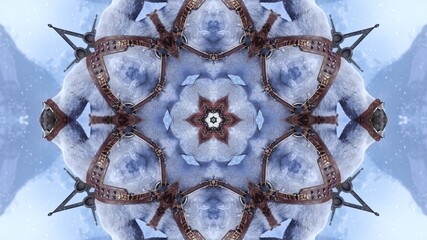 Abstract Hex Kaleidoscopic Fractal Design For Background. Decorative Graphic Illustration with mandala Pattern. Multicolor Symmetrical Modern art for Decorative Phone Wallpaper. Bright Digital Art.