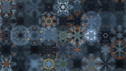 Abstract Hex Kaleidoscopic Fractal Design For Background. Decorative Graphic Illustration with...