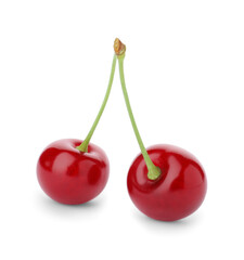 Delicious ripe sweet cherries isolated on white