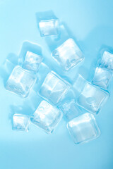 Cool and transparent ice cubes in summer