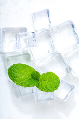 Cool and transparent ice cubes in summer