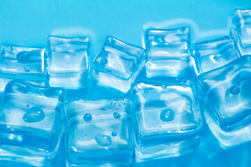 Cool and transparent ice cubes in summer