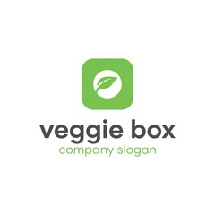 Veggie Box Food Leaf Logo Design