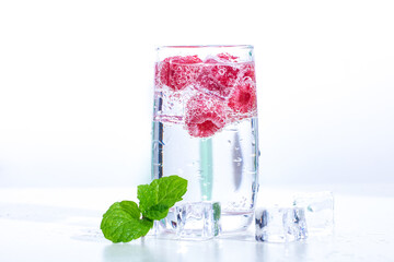 Fresh red raspberry berries