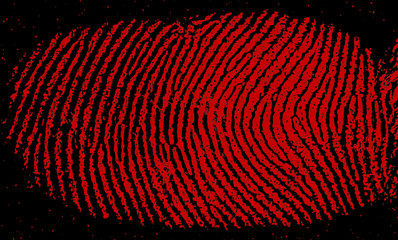 a red fingerprint on a black background