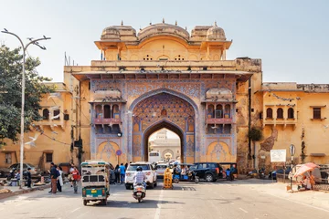 Fotobehang Amazing view of scenic gate at Gangori Bazaar, Jaipur, India © efired