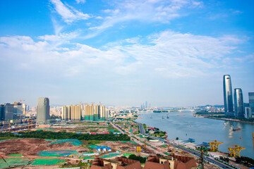 Fototapeta premium Guangzhou Tianhe International Financial City under construction