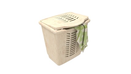 3D rendering of a laundry basket household clothes washing isolated in