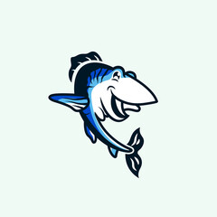 Fish mascot logo design simple fun and elegant.
