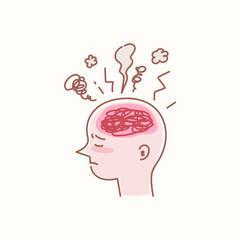 스트레스 받고 피곤한 뇌의 삽화.