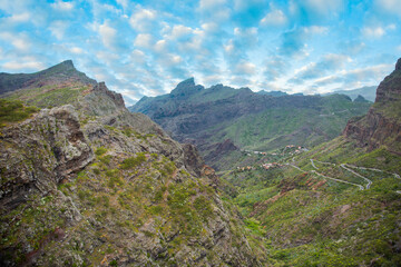 Mountain landscape on tropical island Tenerife, Canary in Spain.