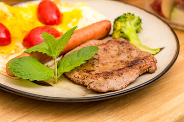 A delicious home-cooked steak on the table