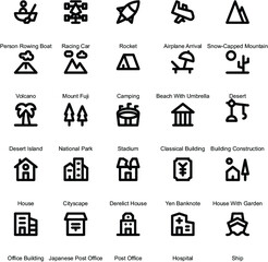 Travel and Places Line Vector Icons 1
