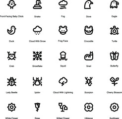 Animals & Nature Line Vector Icons 3