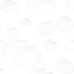 Vector white background with contour zephir. Seamless pattern