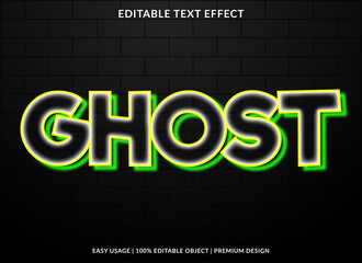 ghost text effect template with 3d style and bold font concept use for brand label and logotype sticker
