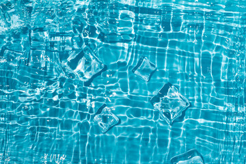 Cool and transparent ice cubes in summer