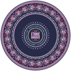 Vector abstract ornamental nature ethnic round frame