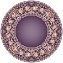 Vector abstract ornamental nature ethnic round frame
