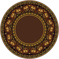 Vector abstract ornamental nature ethnic round frame