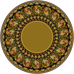 Vector abstract ornamental nature ethnic round frame