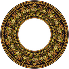 Vector abstract ornamental nature ethnic round frame
