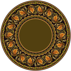 Vector abstract ornamental nature ethnic round frame